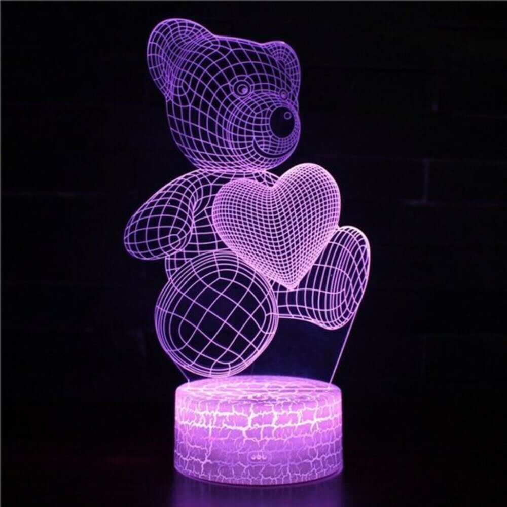 3d LED night light heart bear shape Fullosun remote change colors - New